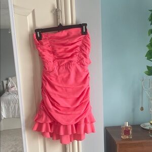 Lucy In The Sky Coral Ruched Strapless Dress